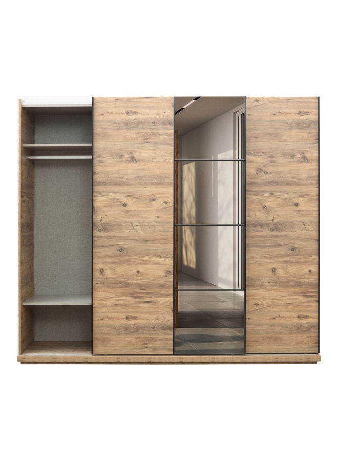 Lisbon Sliding Door Wardrobe With Mirror Beige 213 x 244cm
