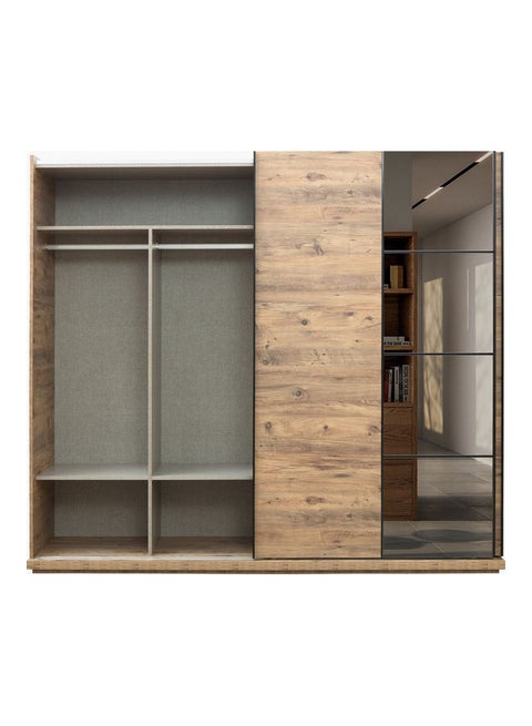 Lisbon Sliding Door Wardrobe With Mirror Beige 213 x 244cm