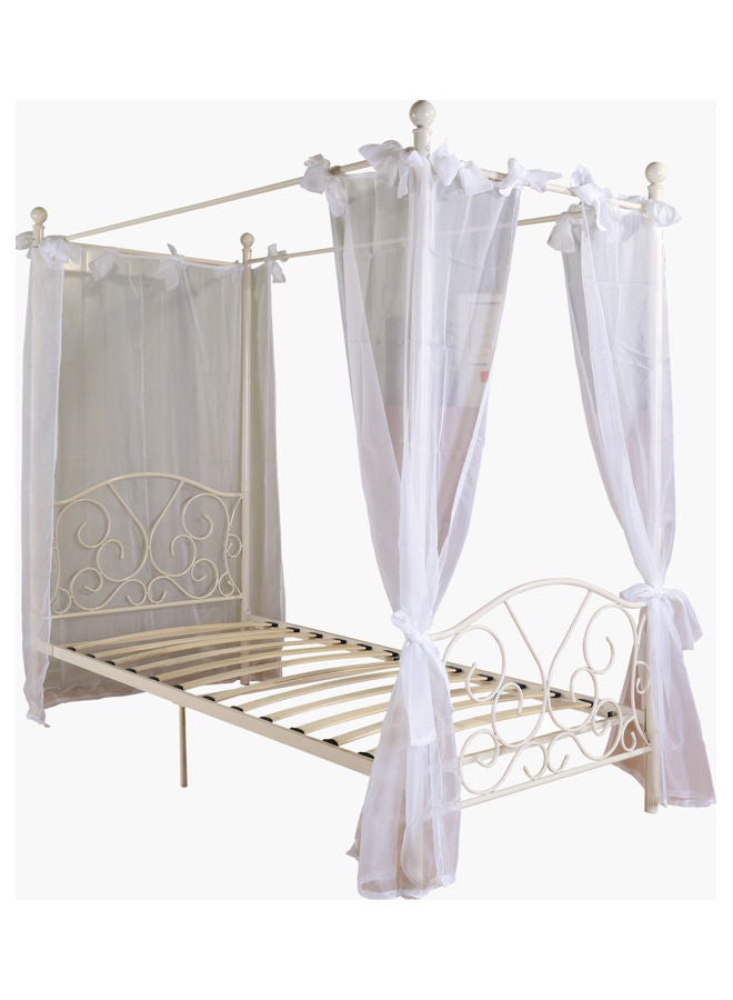 Isabella 4-Poster Single Bed With Mosquito Net White/Beige