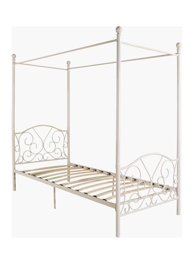 Isabella 4-Poster Single Bed With Mosquito Net White/Beige