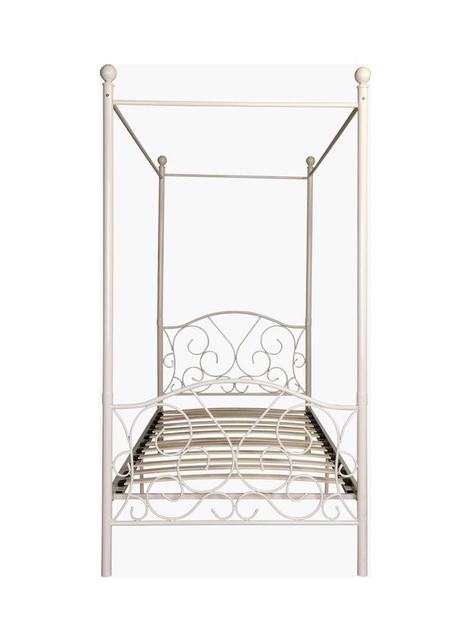 Isabella 4-Poster Single Bed With Mosquito Net White/Beige