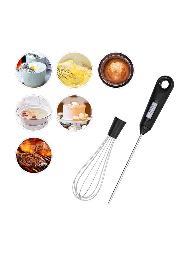 مقياس حرارة 2×1 لقراءة الطعام بشكل فوري مع مخفقة بيض أسود/فضي 31x6.5x6.5سم - Image 3