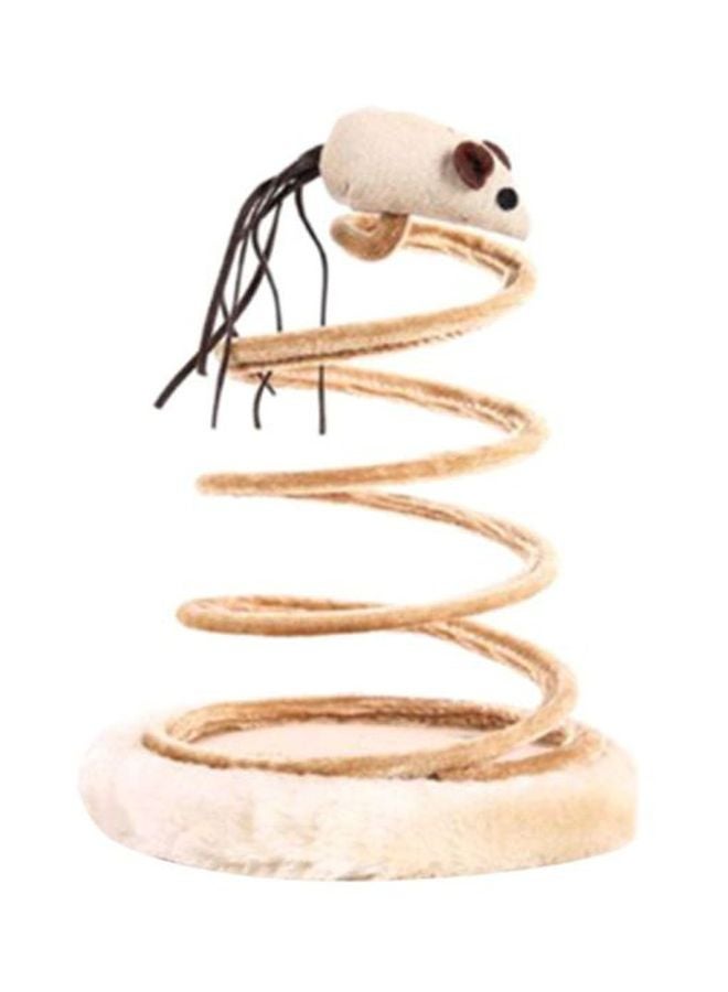 Beauenty 2-In-1 Spring Mouse Cat Scratcher Toy Beige/Brown 22x16cm  - Image 1