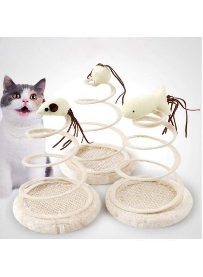 Beauenty 2-In-1 Spring Mouse Cat Scratcher Toy Beige/Brown 22x16cm  - Image 5