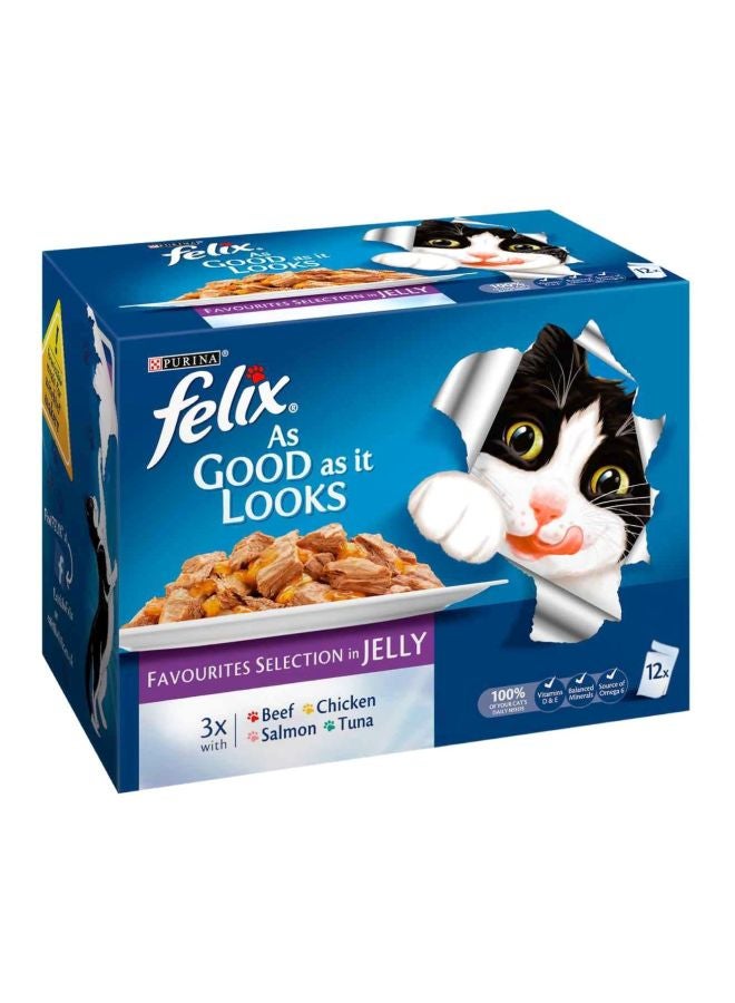 بورينا طعام للقطط فليكس أز جود أز إيت لوكس - مختارات مفضلة في الجيلي بيج 12x100جرام - Image 1