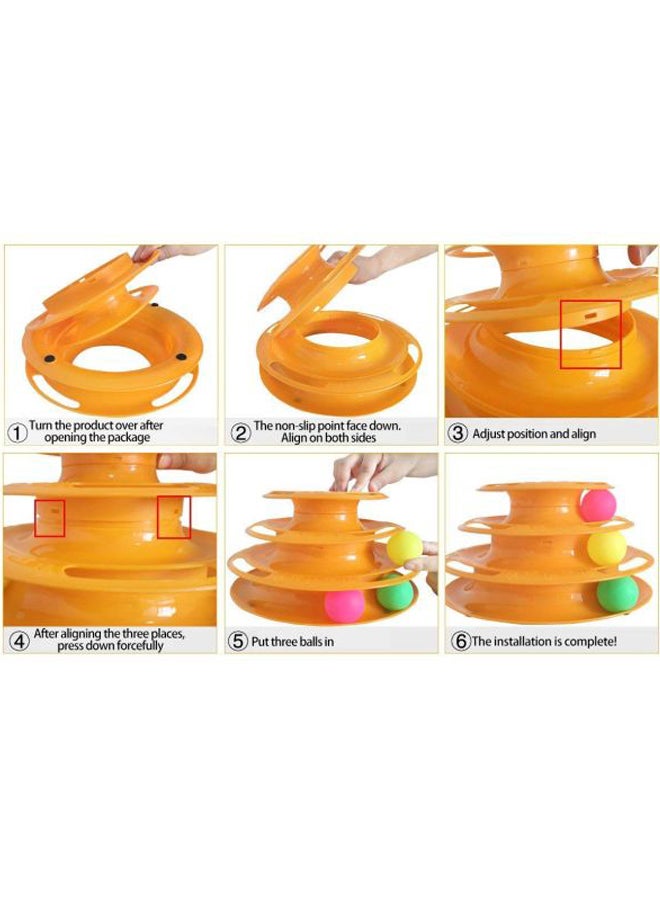 بيوينتي لعبة عبارة عن مسار بـ3 كرات للحيوانات الأليفة برتقالي/وردي/أزرق - Image 4