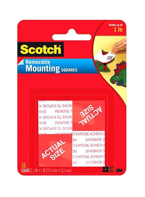 Pack Of 16 Scotch Removable Mounting Square White