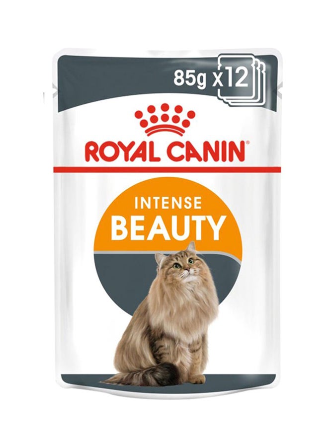 ROYAL CANIN Feline Care Nutrition Intense Beauty Jelly Wet Food Pouches 85g Pack Of 12 Multicolour 85grams  - Image 1