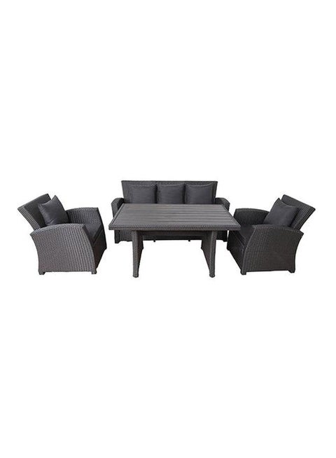 4-Piece Wicker Sofa Set Black/Grey