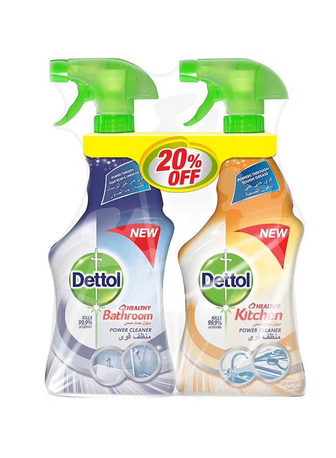 ديتول مجموعة منظفات قوية من ديتول الحمام الصحي ومنظف المطبخ بالبرتقال من قطعتين 500ملليلتر
