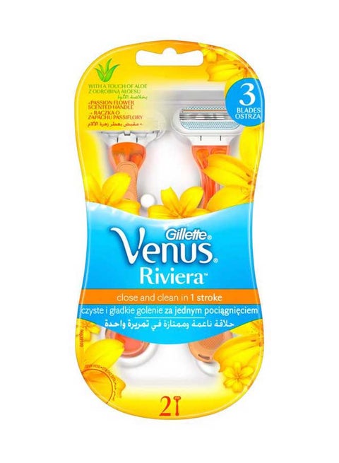 Venus Riviera Disposable Razor, 2 Count White 10centimeter