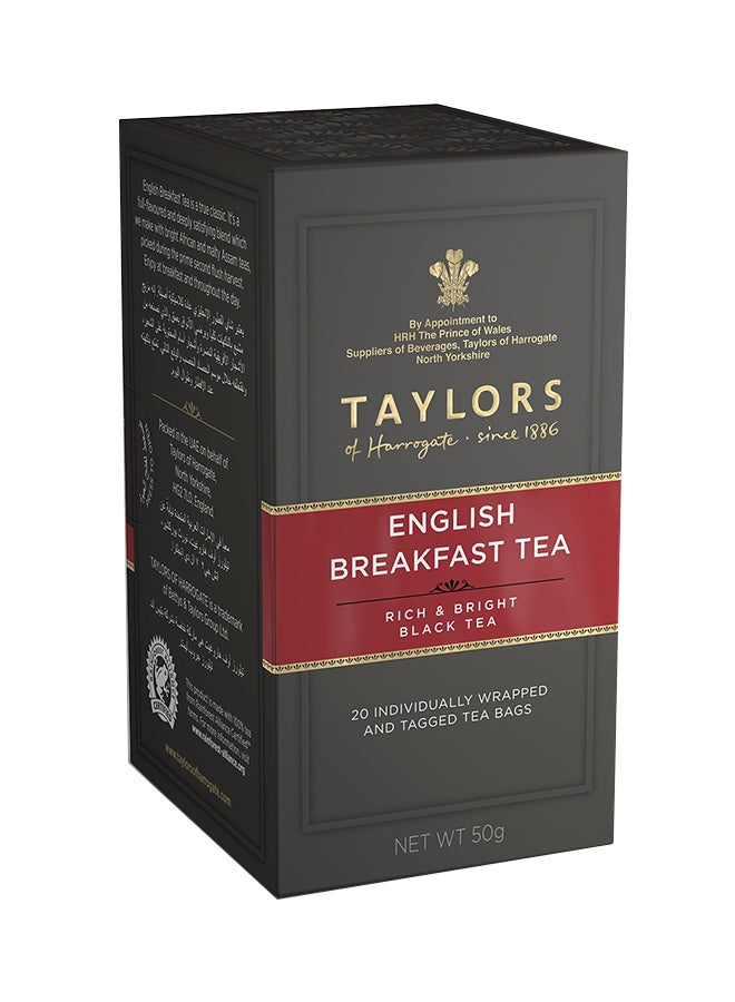 Taylors Of Harrogate English Breakfast Tea 20 Bags 50grams 