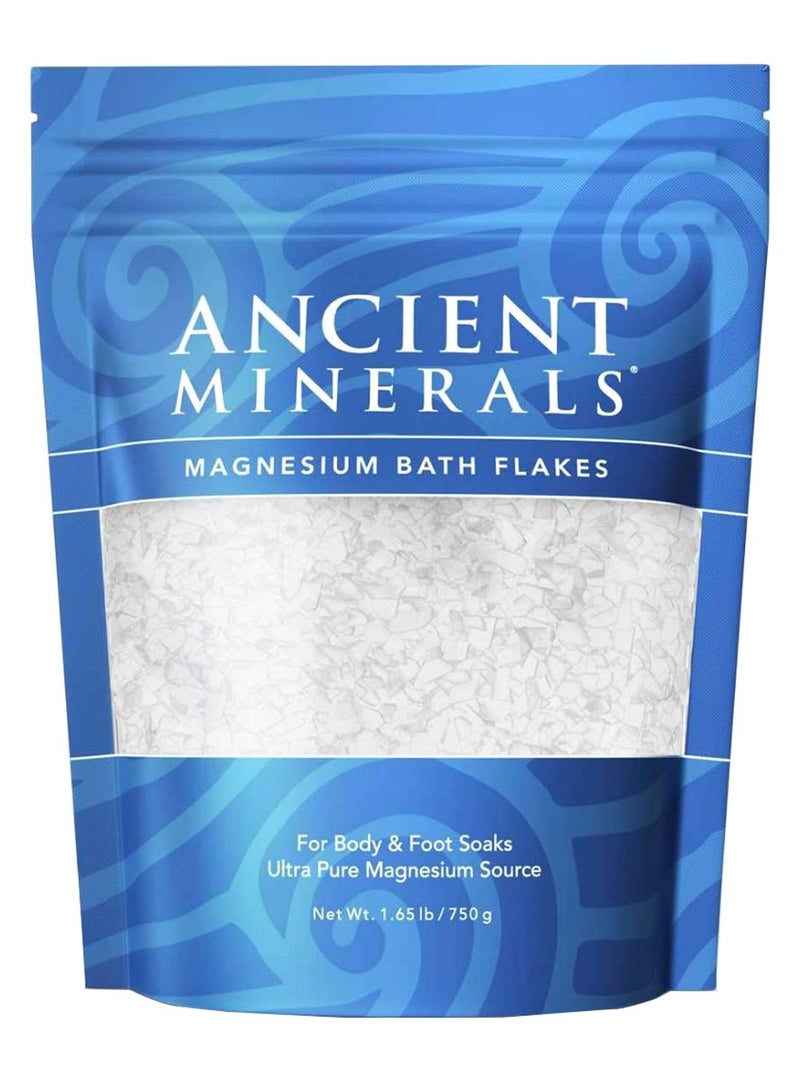 Ancient Minerals Magnesium Bath Flakes For Body And Foot Soaks White 