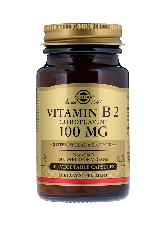Solgar Vitamin B2 (Riboflavin) Dietary Supplement 100 mg - 100 Vegetable Capsules - Image 1