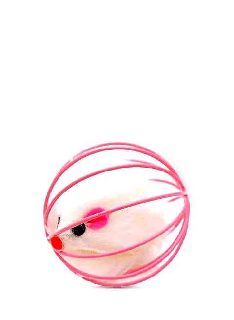 Cat's Funny Playing Toy Fake Mouse in Cage Ball Cats Interactive Accessories Pink 14x12x7cm