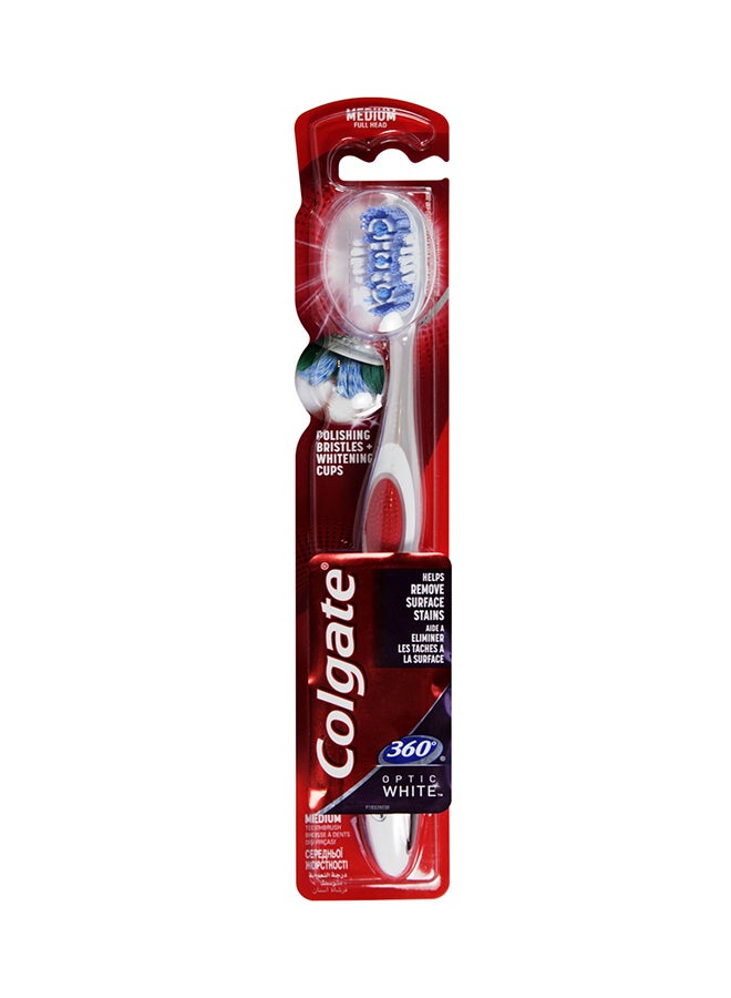 Colgate 360 Optic White Medium Whitening Toothbrush Multi Color 1 Pack