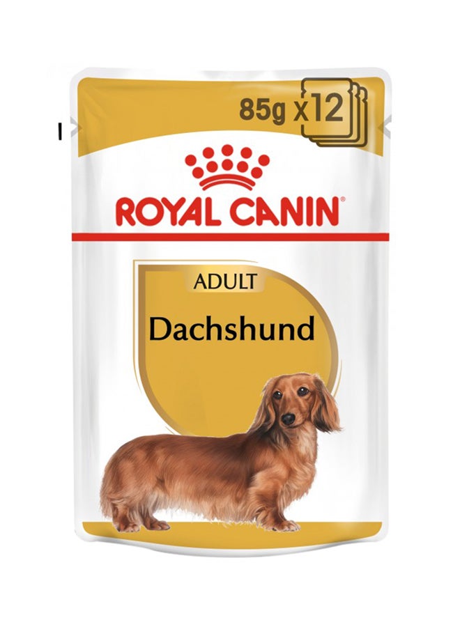 رويال كانين مجموعة أكياس طعام رطب للتغذية الصحية للكلاب البالغة من سلالة داشهند، 85 جراماً، من 12 كيساً 85جرام - Image 1