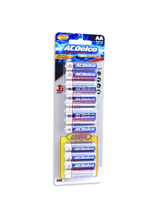 Ac Delco Pack Of 12 Super Alkaline Battery Blue/Silver 