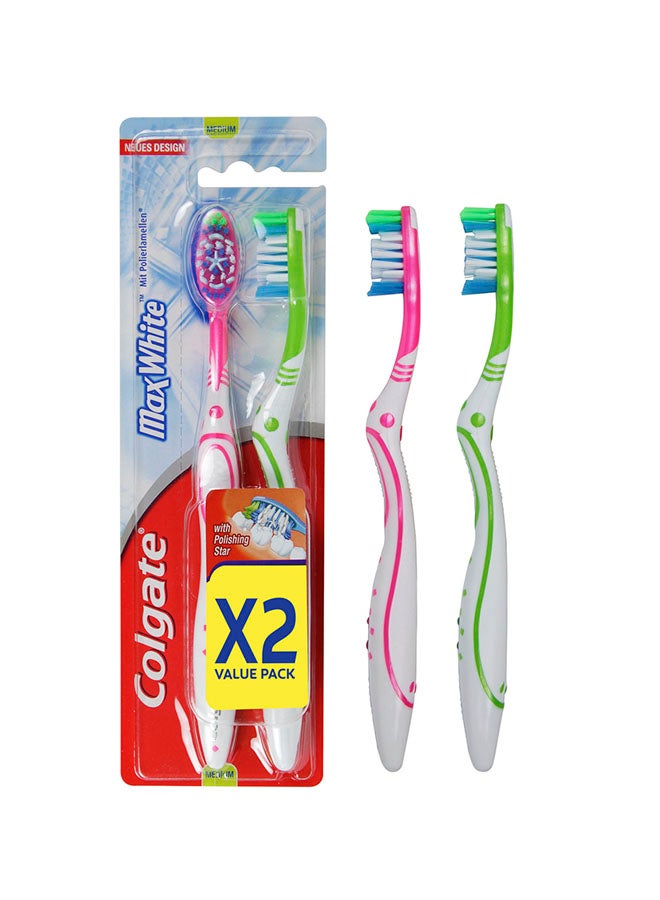 Colgate 2-Piece Max White Manual Toothbrush Multicolour - Image 2
