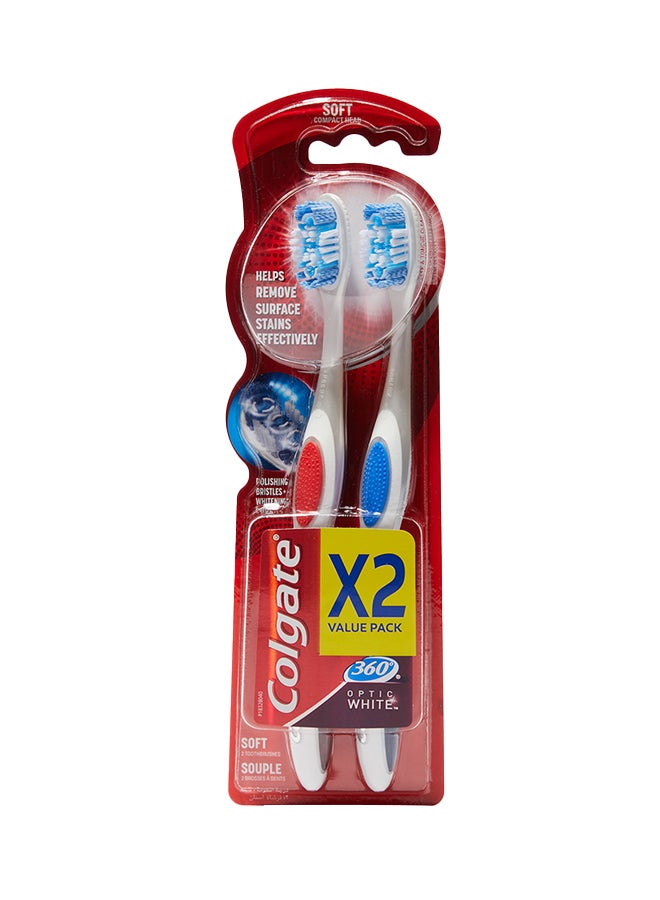 Colgate - 360 Optic White Soft Whitening Toothbrush Value Pack 2Piece Multicolour - Image 1