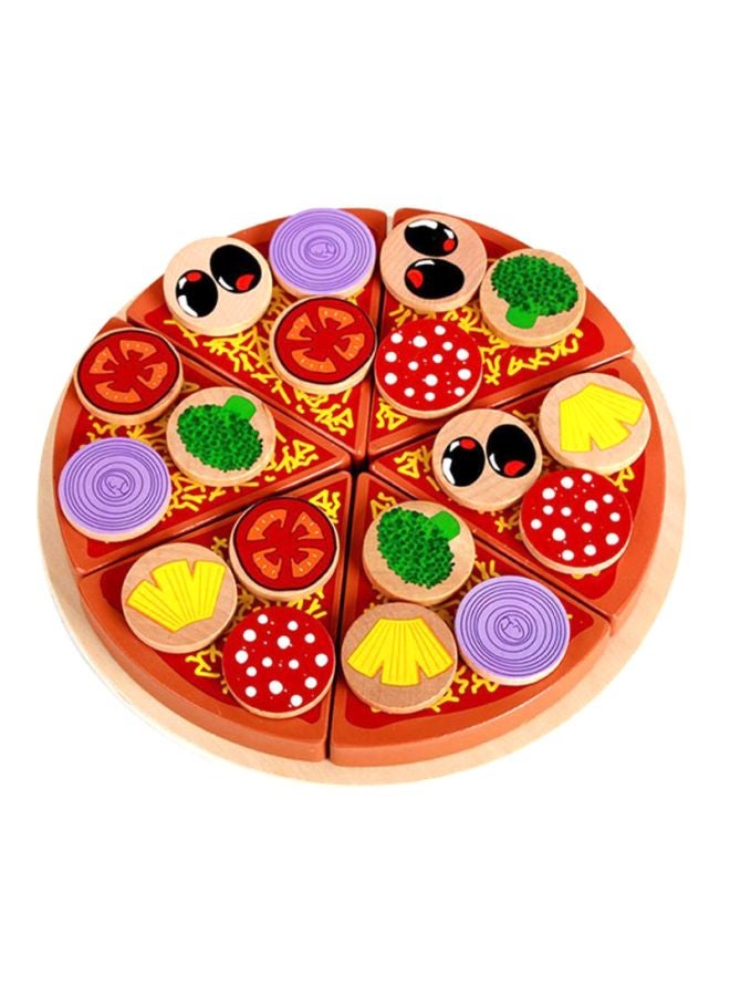 Sharpdo 27-Piece Wooden Pizza Cutting Toy 10x10x10cm - Image 1
