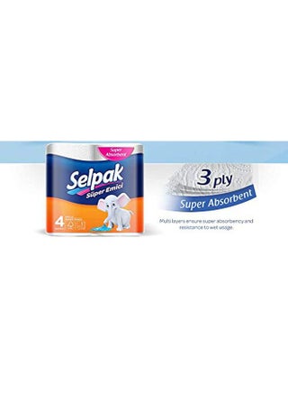 Super Absorbent Kitchen Paper Towel 80 Sheets x 3Ply, Pack of 3 Rolls - view 3