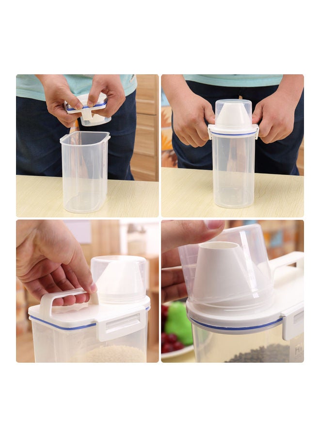 Portable Plastic Rice Storage Bin White 1.5Liters - Image 5
