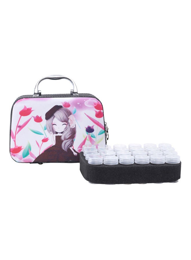 24 Slots Diamond Storage Box With Bottles Cartoon Princess Printing Portable Carry Bag Multicolour 20*7*15cm - Image 1