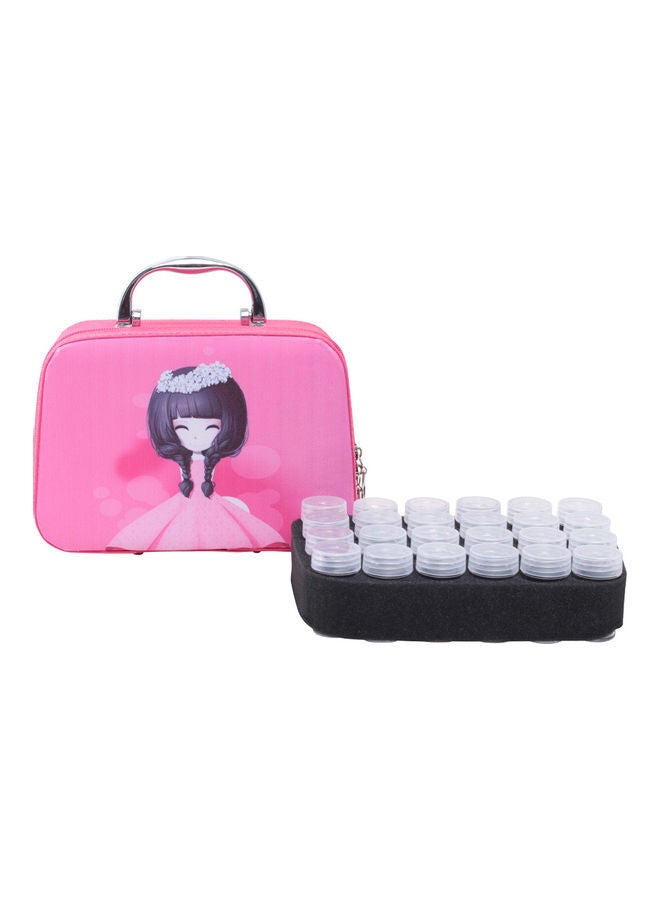 24 Slots Diamond Storage Box With Bottles Cartoon Princess Printing Portable Carry Bag Rose red 20*7*15cm - Image 1