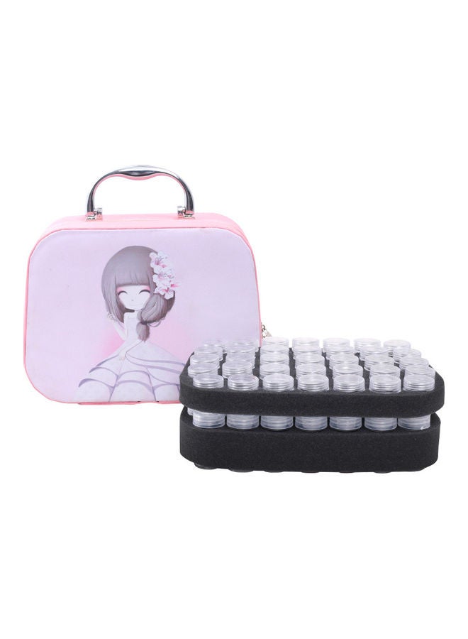 70 Slots Diamond Storage Box With Bottles Cartoon Princess Printing Portable Carry Bag Pink 23*9.5*17.5cm - Image 1