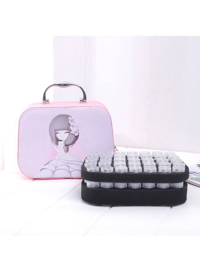 70 Slots Diamond Storage Box With Bottles Cartoon Princess Printing Portable Carry Bag Pink 23*9.5*17.5cm - Image 3