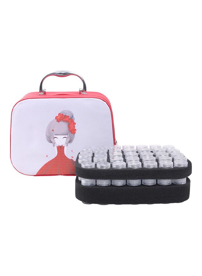 70 Slots Diamond Storage Box With Bottles Cartoon Princess Printing Portable Carry Bag Red/Ash 23*9.5*17.5cm - Image 1