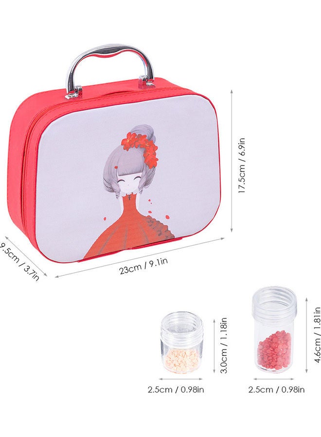 70 Slots Diamond Storage Box With Bottles Cartoon Princess Printing Portable Carry Bag Red/Ash 23*9.5*17.5cm - Image 4