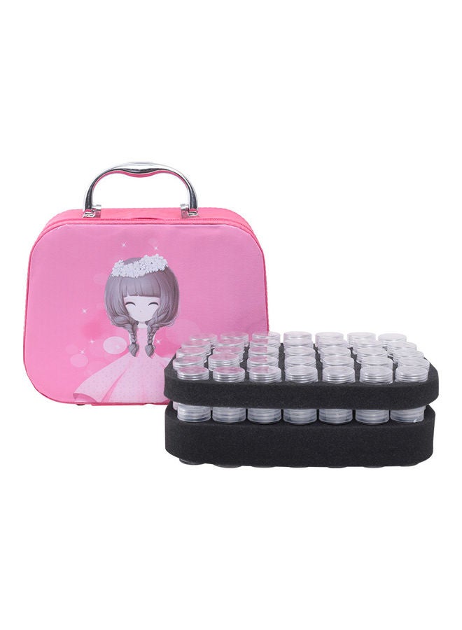 70 Slots Diamond Storage Box With Bottles Cartoon Princess Printing Portable Carry Bag Rose red 23*9.5*17.5cm - Image 1