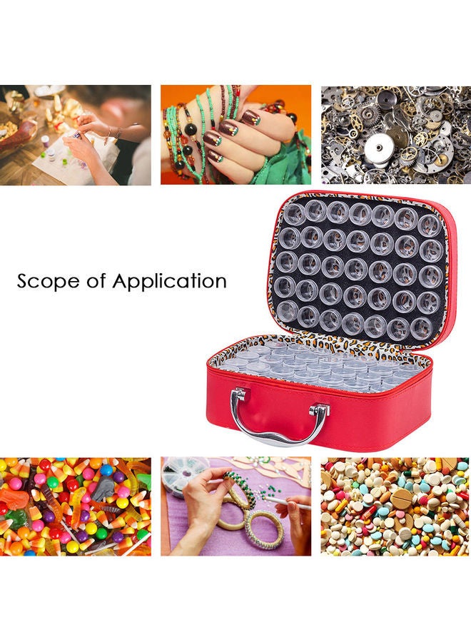 70 Slots Diamond Storage Box With Bottles Cartoon Princess Printing Portable Carry Bag Red/Ash 23*9.5*17.5cm - Image 2
