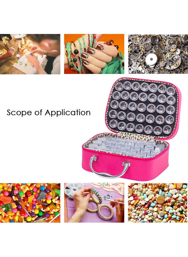 70 Slots Diamond Storage Box With Bottles Cartoon Princess Printing Portable Carry Bag Rose red 23*9.5*17.5cm - Image 2