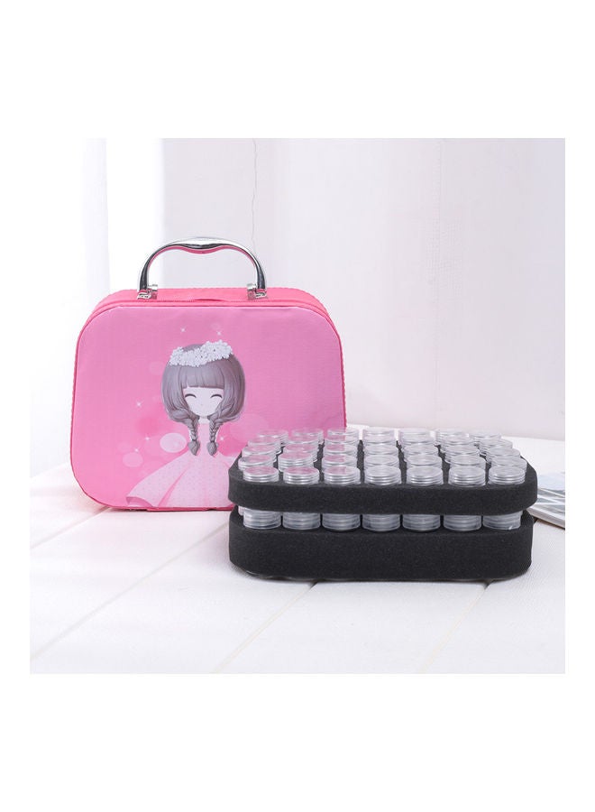 70 Slots Diamond Storage Box With Bottles Cartoon Princess Printing Portable Carry Bag Rose red 23*9.5*17.5cm - Image 3