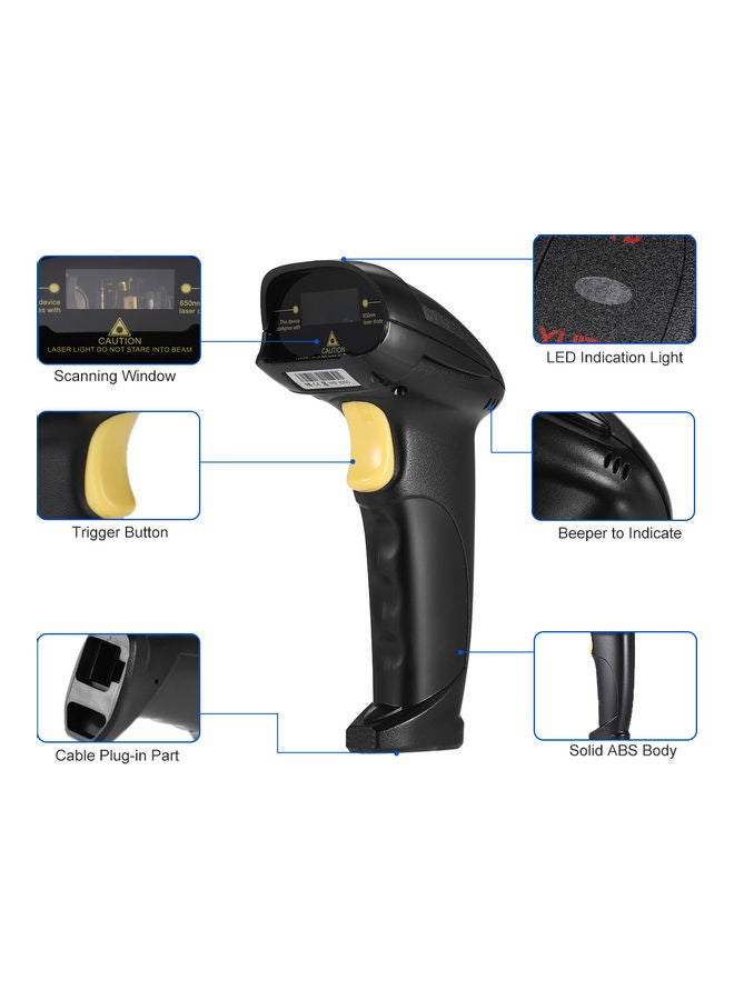 Bidirectional USB Cable Laser Barcode black  - Image 2