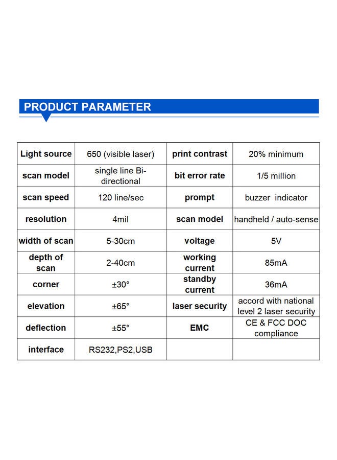 Bidirectional USB Cable Laser Barcode black  - Image 4