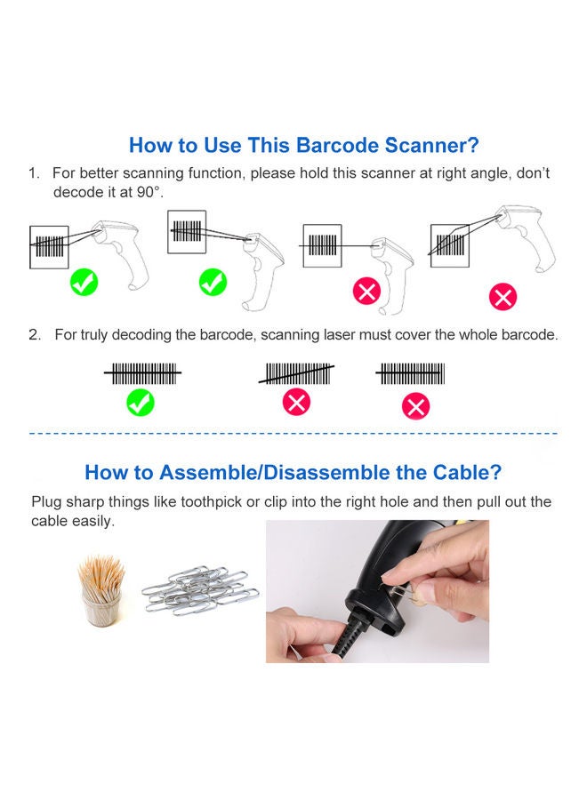Bidirectional USB Cable Laser Barcode black  - Image 5