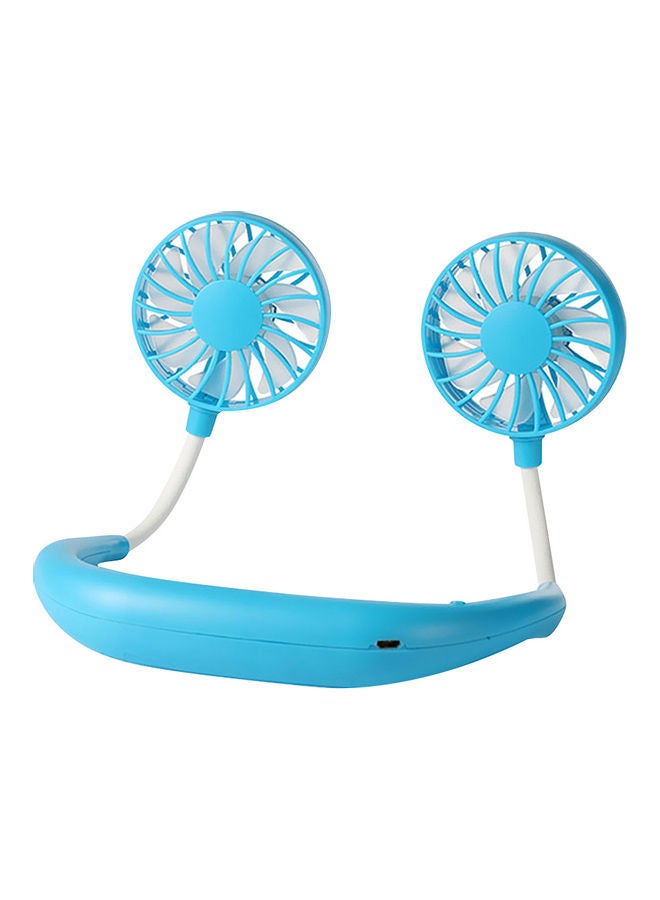 Portable Rechargeable Hanging Neck Fan Blue - Image 1