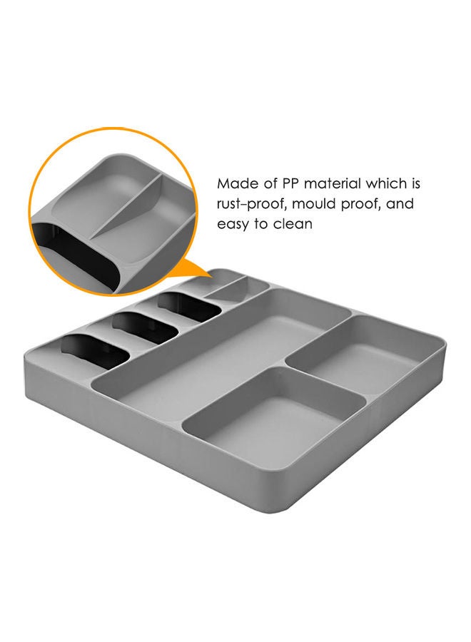Utensil Drawer Organizer Case Flatware Box Tray Grey 39.7*5.3*38.4cm - Image 4