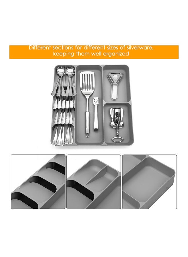Utensil Drawer Organizer Case Flatware Box Tray Grey 39.7*5.3*38.4cm - Image 3