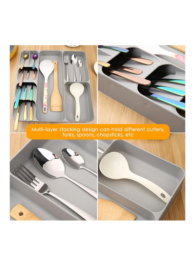 Utensil Drawer Organizer Case Flatware Box Tray Grey 39.7*5.3*38.4cm - Image 5