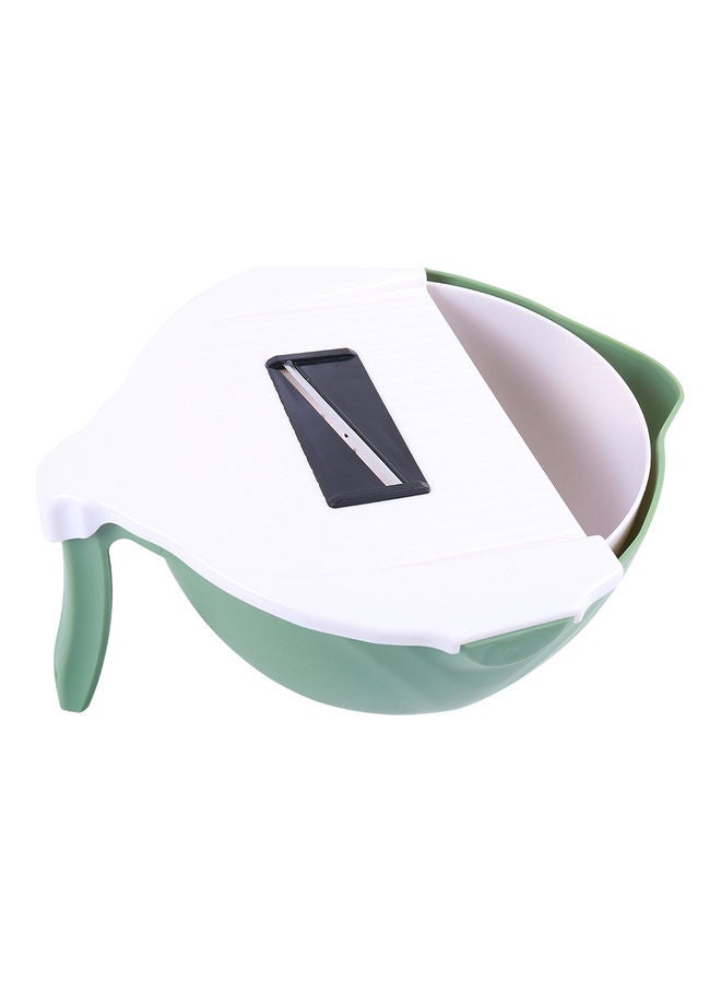 Kitchen Multi Function Cutting Tools Domestic Use Fruit Vegetable Slicer Draining Storage Basket White & Green 23*14*22cm - Image 4