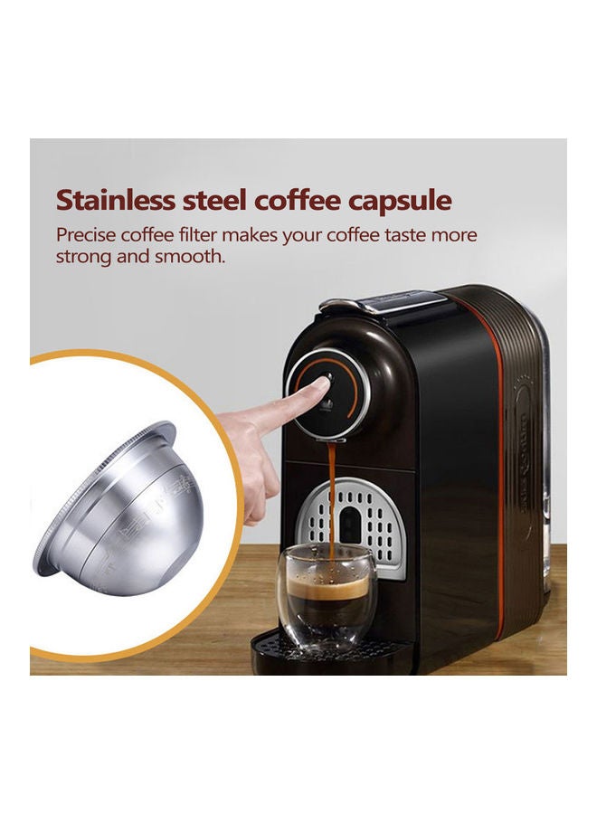 Stainless Steel Reusable Coffee Capsules with Press Tamper Refillable Pod Filter Compatible Silver 16*5*14.5cm - Image 2
