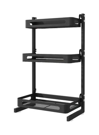 Spice Rack Organizer 3 Tier Countertop Utensil Holder Freestanding Shelf For Jars Bottles Cutlery Chopping Board With 3 Hooks Black 31*9*23cm - v1608151629/N43104878A_1