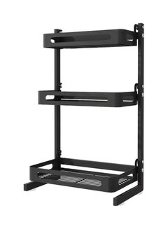 3 Tier Spice Rack Organizer Countertop Includes Cutlery Chopsticks Shelf Utensil Holder Freestanding For Jars Bottles Chopping Board With Removable Hooks Black 63*11*24.5cm