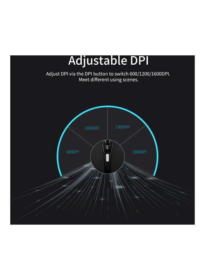 ماوس ألعاب لاسلكي بتصميم مريح قابل للشحن ومزود بتقنية البلوتوث وبتقنية DPI قابلة للتعديل أسود - Image 5