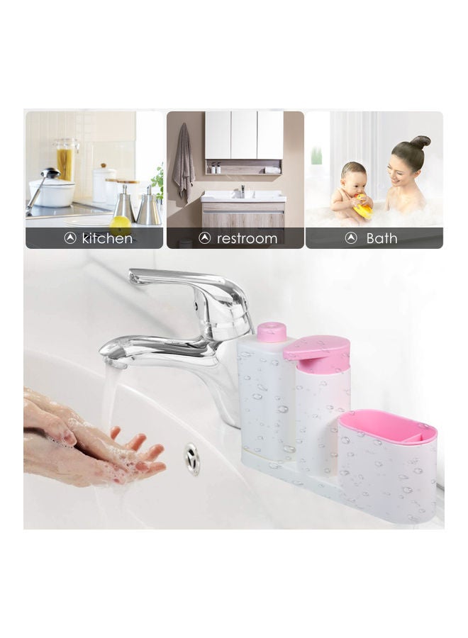 Plastic Kitchen Sink Liquid Dish Soap Dispenser Bottle Caddy With Storage Compartments Pink 27.5*6.5*17.5cm - Image 2